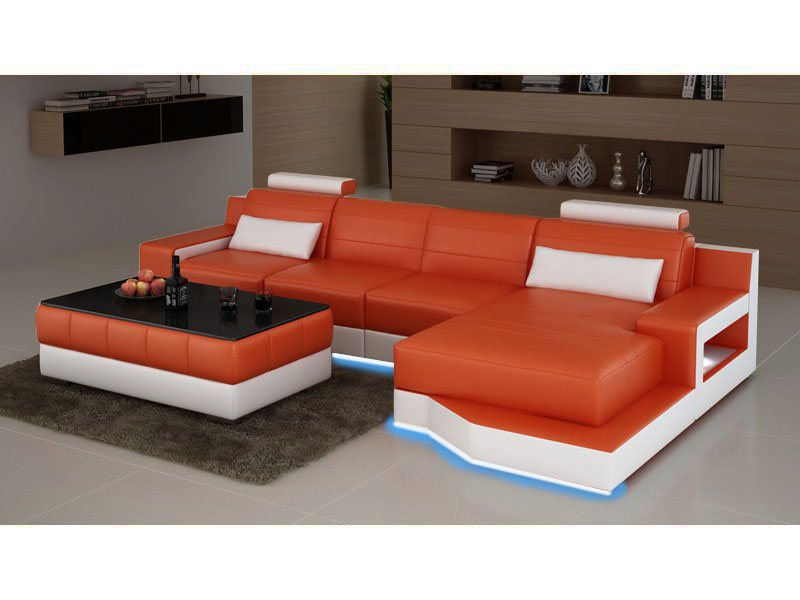 LEATHER SOFA USB LIVING LANDSCAPE BED FUNCTION NEW CORNER SOFA New Custom Made