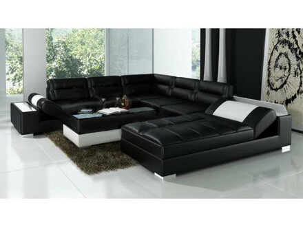 Leather sofa corner sofa + USB upholstery set U-shape couch sofa design living landscape