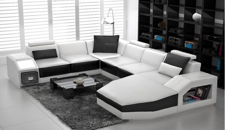 Living landscape corner sofa design sofa with USB upholstered seating corner U shape white PHM110