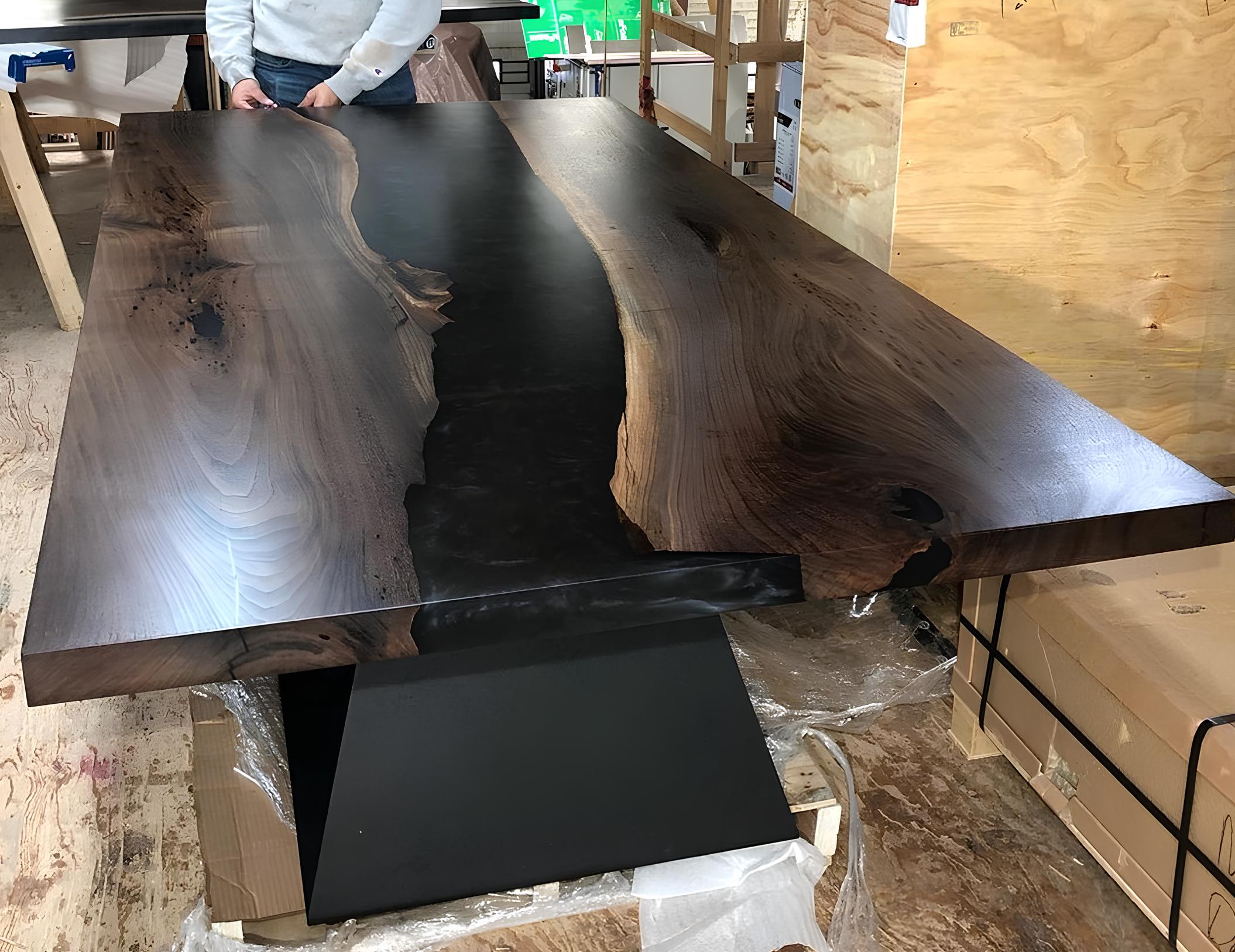epoxy resin dining table real wood solid furniture waterfall epoxy table 220x100cm