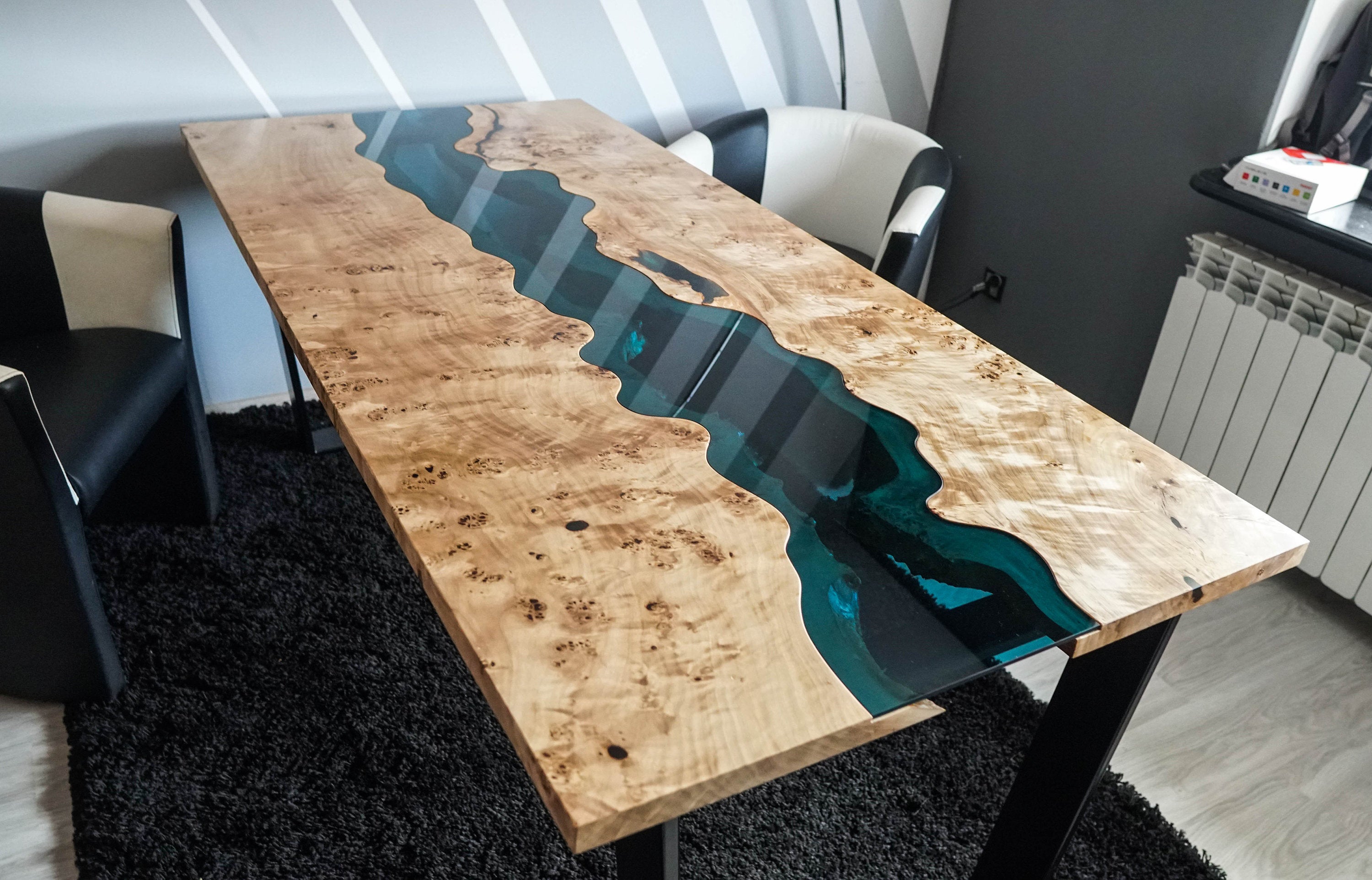 epoxy resin dining table solid wood furniture epoxy table casting resin waterfall