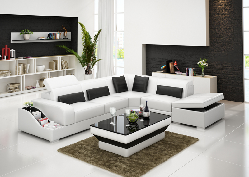 Leather sofa with USB living room set corner sofa corner suite modern design sofa G8008D