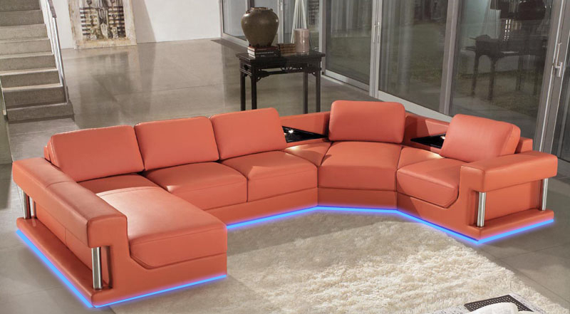 Leather sofa living area couch corner sofa corner set modern design sofa with USB