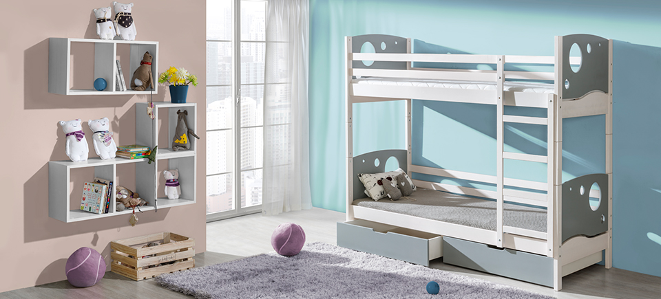 Loft bed, bunk bed, children\'s bed, bed, bed drawer, color selection.