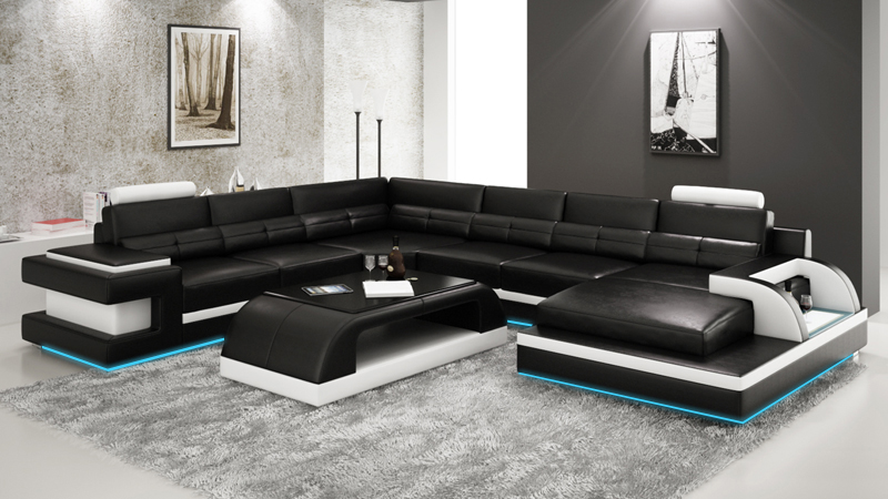Modern corner sofa couch upholstered corner unit living landscape sofa corner set + USB