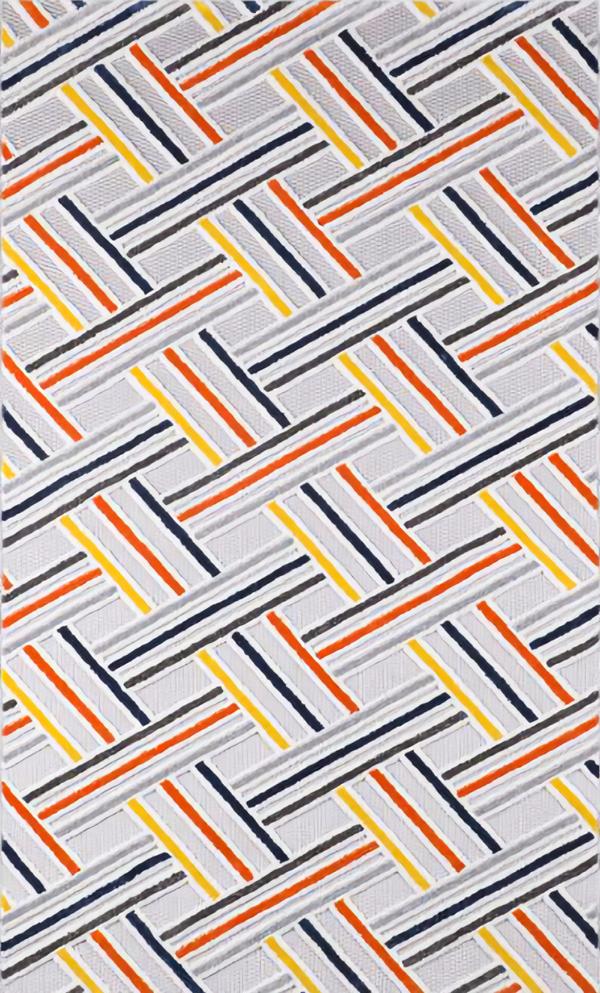 Children\'s room carpet short pile geometric design multicolored living room