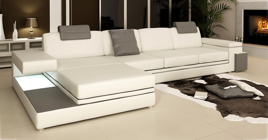 Corner sofa with USB Couch Sofa Living area seating corner set leather textile PHM88