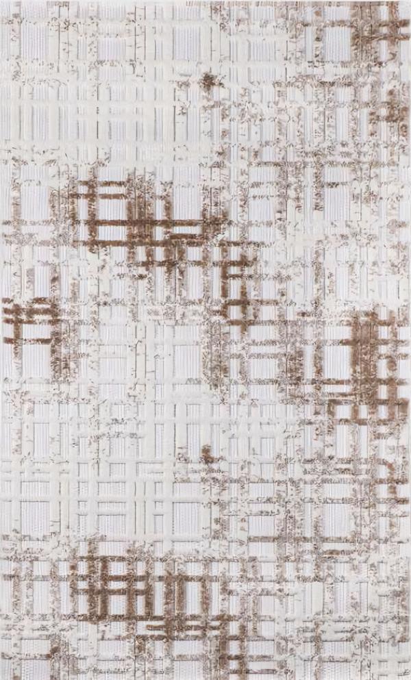 Designer living room carpet short pile gradient beige-brown modern