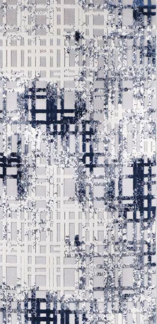 Designer Blue White Carpet Short Pile Gradient Aged Modern Living Room