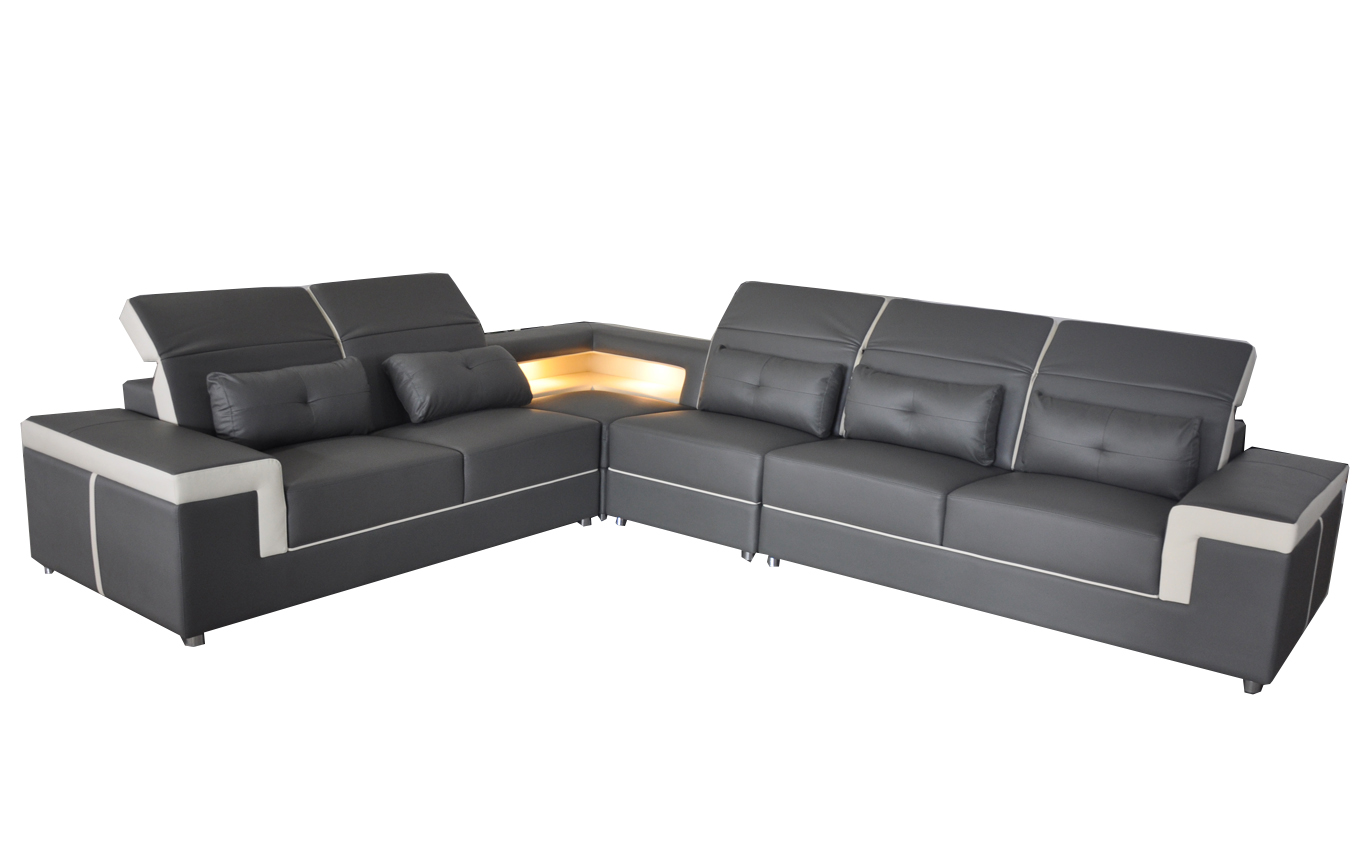 Sofa corner couch cushions living room design corner sofa L-shape living landscape USB + LED