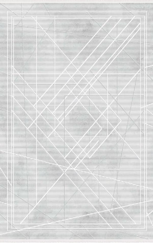 Floor covering carpet synthetic fiber carpet short pile lines border gray hallway 160x230