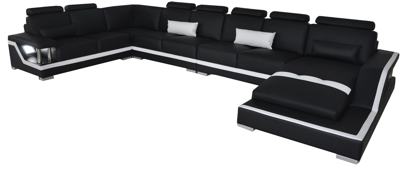Leather sofa living landscape corner set modern design U-shaped sofa with USB L6002