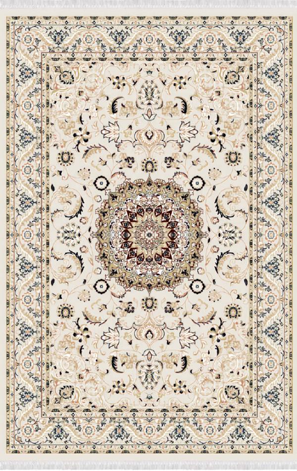Floor covering carpet oriental art rug short pile vintage beige blue 160x230.