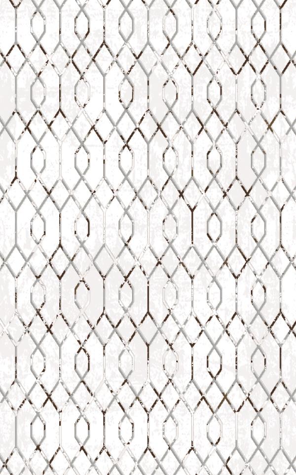 Rug Living Room Rug White Abstract Geometric Pattern Silver