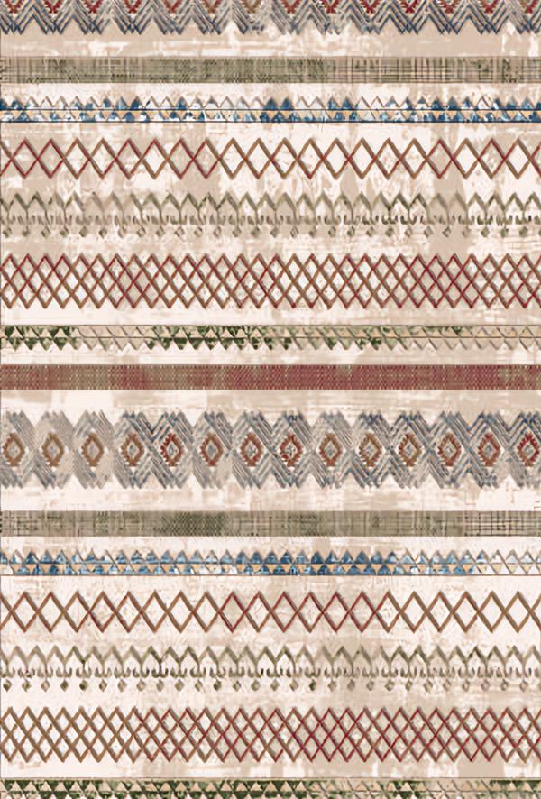 Modern Oriental Carpet Short Pile Ethnic Terracotta Multicolored Rugs