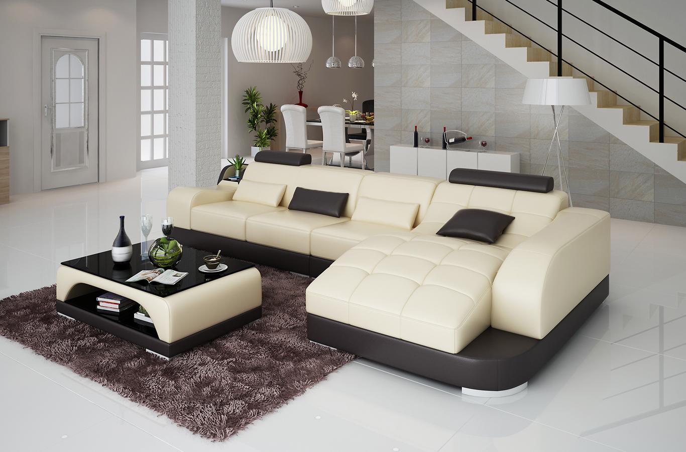 Corner sofa L-shape designer sofa couch upholstered seating set leather living landscape