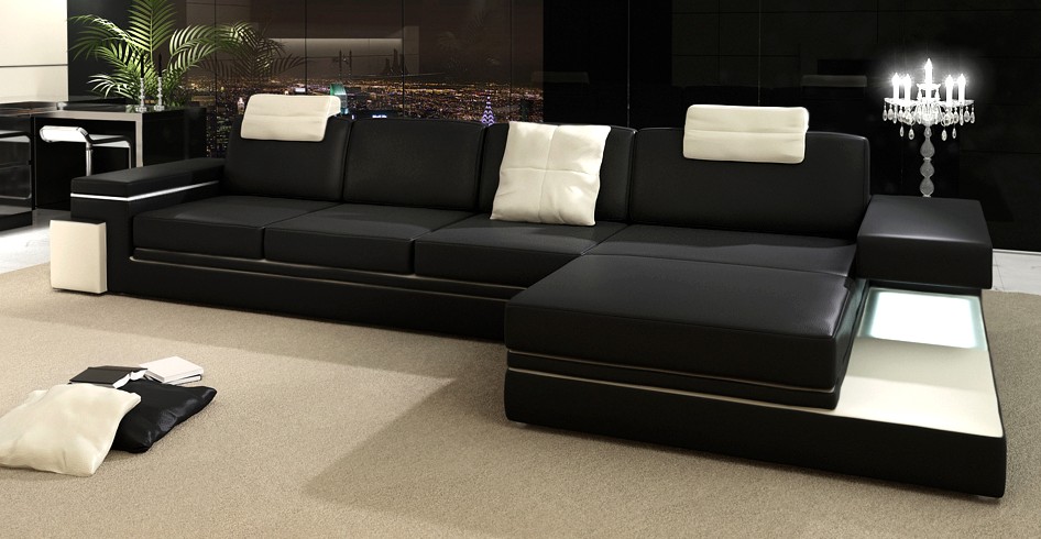 Leather sofa with USB XXL corner sofa living landscape big sofa design couch designer sofa