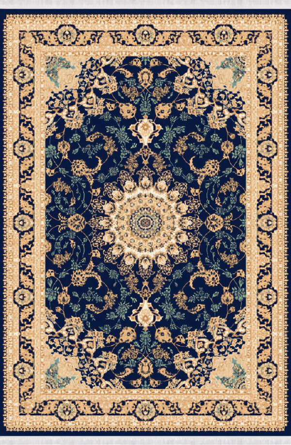 Carpet Art Carpet Short Pile Border Oriental Design Blue Beige 150x233