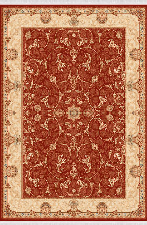 Oriental carpet classic art carpet short pile border red beige