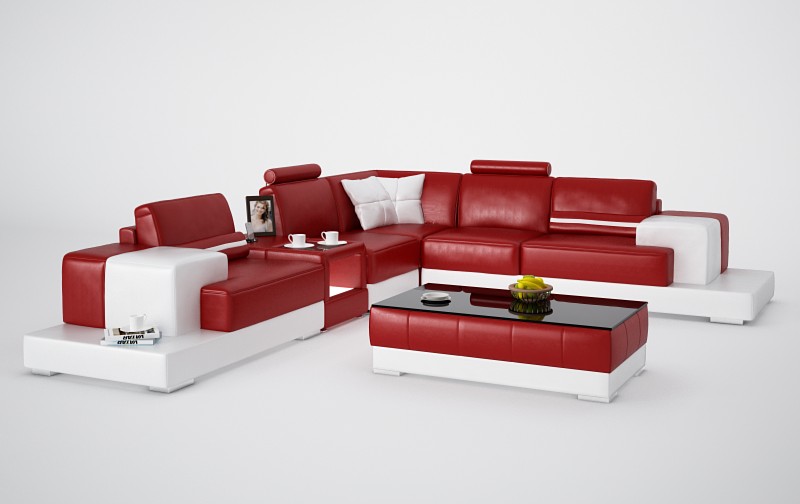 Leather sofa couch living area corner sofa corner set modern design sofa with USB