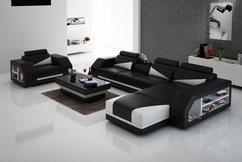 Leather sofa couch living landscape corner sofa + armchair corner modern design sofa LED USB