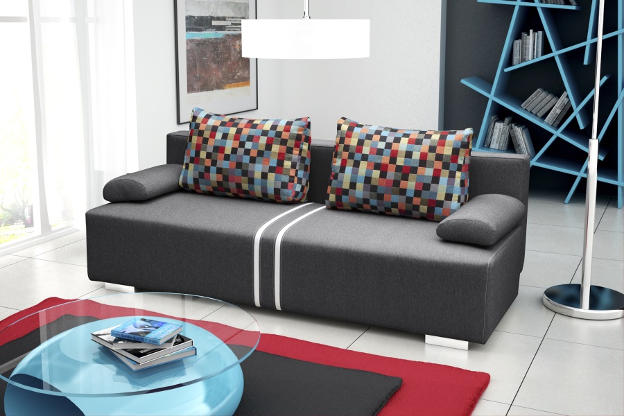 Sofa bed folding couch 3-seater sleeping function + storage box designer sofa