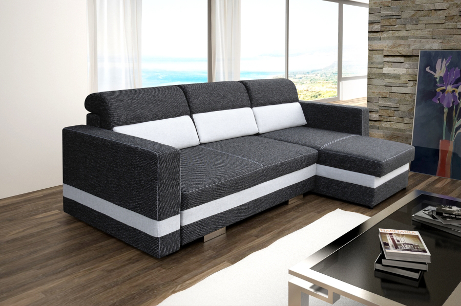 Sofa, sofa bed, designer sofa with bed function + storage drawer, corner sofa, couch NEW