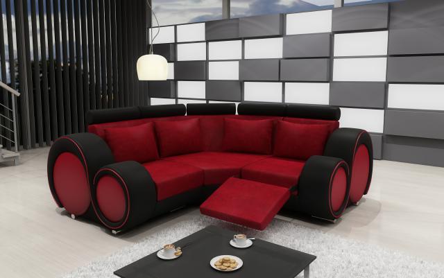 MATERIAL SOFA TEXTILE RECLINING FUNCTION COUCH CORNER SOFA SET NEW LIVING LANDSCAPE SOFA