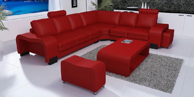 LEATHER CORNER COUCH SET CORNER SOFA UPHOLSTERED LEATHER SOFA XXL LIVING LANDSCAPE SET !!