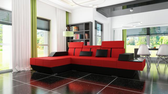 Leather sofa couch corner sofa leather corner couch upholstered corner living landscape!