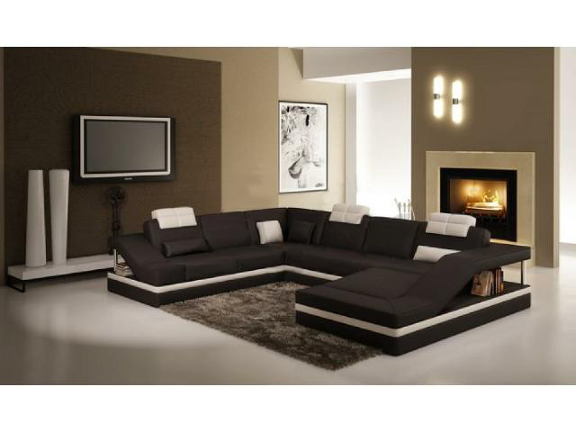 Living landscape corner sofa leather sofa couch padded seat corner suite new 2723
