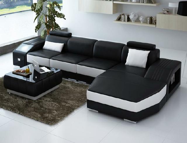 Living area upholstered corner sofa couch set landscape leather new / 2724B