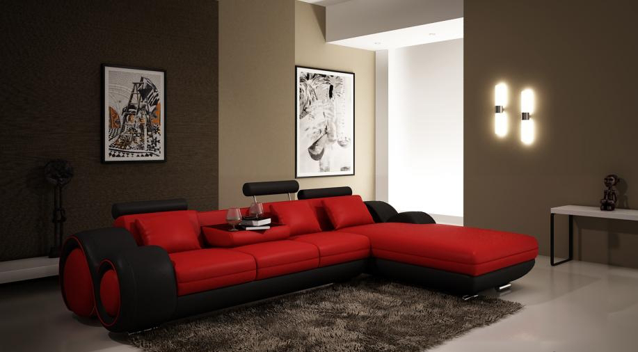 Patented design corner sofa couch upholstered leather corner BERLIN living area