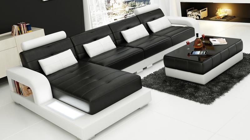 Corner sofa leather + coffee table corner sofa couch upholstery set living area corner