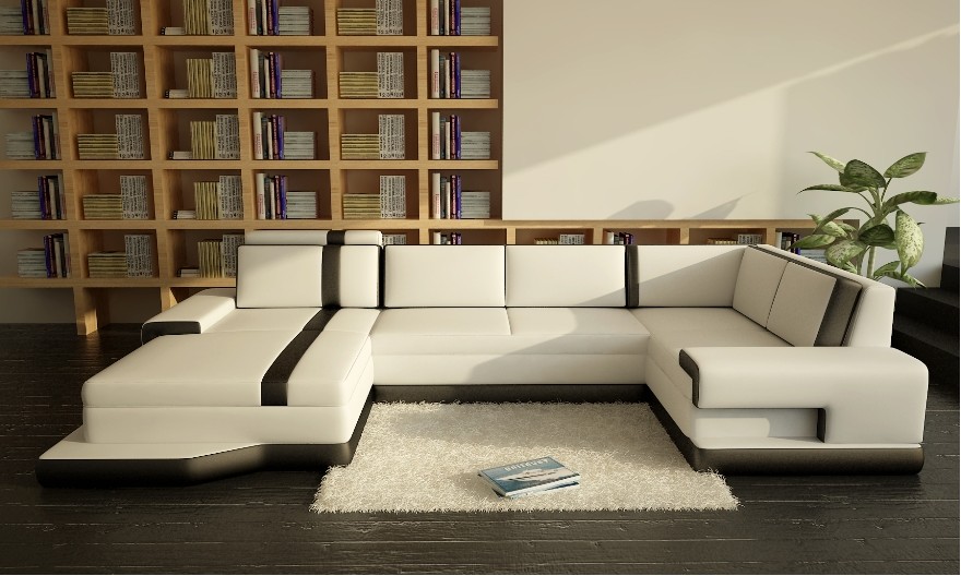 Design Big XXL U-Shape Sofa with USB, Living Area Upholstered Corner Sofa Seating Set