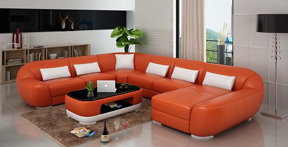 Modern leather sofa with USB corner sofa living area seating upholstery couch set