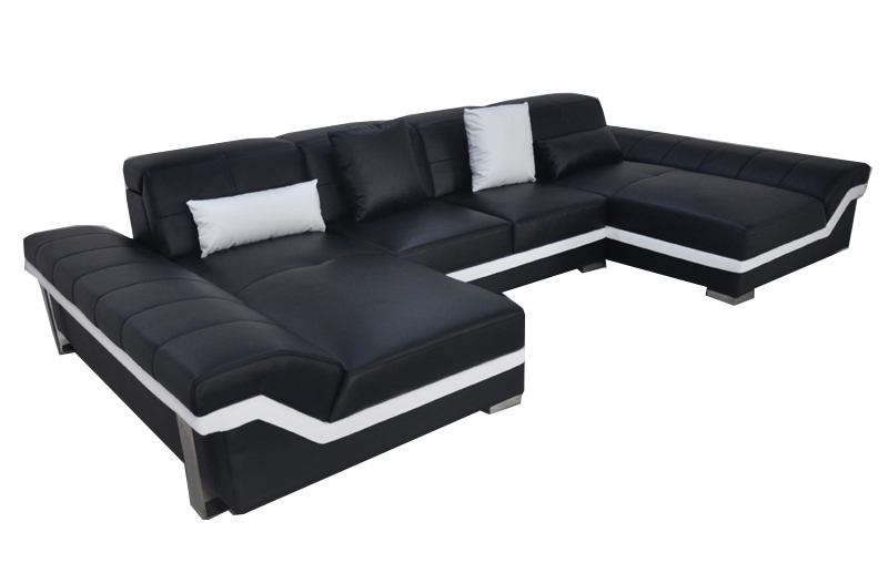 Leather Sofa Couch Living Area Corner Set Modern Design U-Shape Sofa with USB
