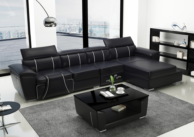 Leather sofa couch upholstered designer sofa leather sofas L-shaped sofa G8048C black