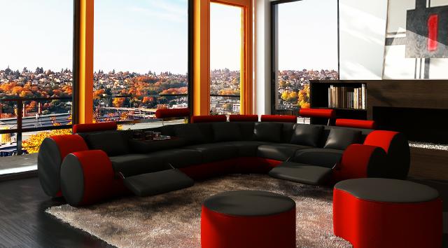 DESIGNER LEATHER COUCH CORNER SOFA LIVING LANDSCAPE MADE IN EU LEATHER SOFA CORNER COUCH SOFA !!