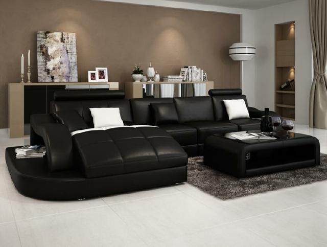 Designer sectional sofa with chaise lounge living room set leather sofa L shape Einstein