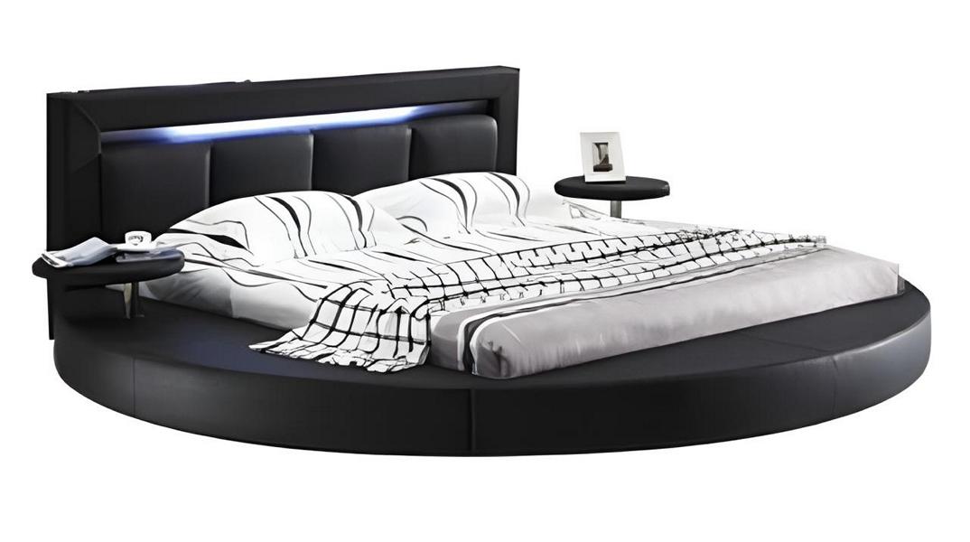 Black Designer Luxury LED Light Complete Double Bed Hotel New