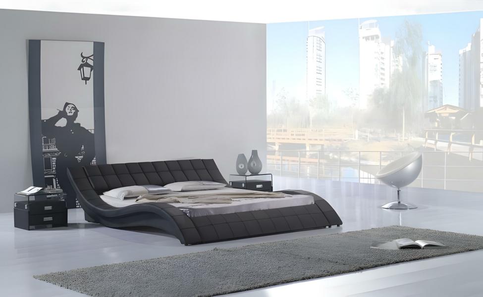 Black bed bedroom JV furniture lying area 180x200 bedroom faux leather