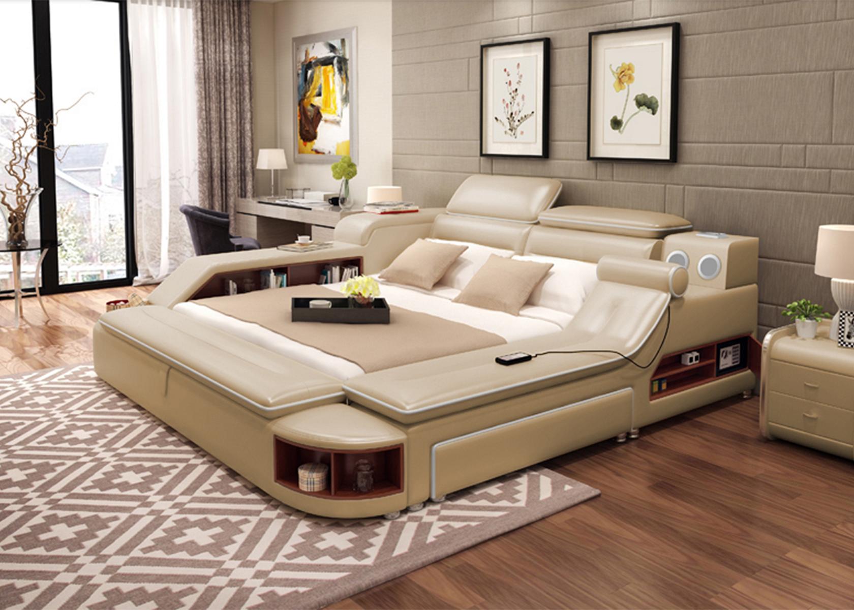 Multifunctional Bed Modern Hotel Beds Double Bed USB Sound 180x200