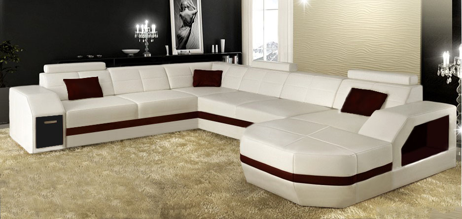 Living room leather sofa couch corner sofa corner unit modern design sofa with USB