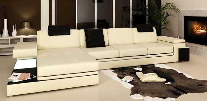 Living room sofa leather sofa upholstered couch seating set modern illuminated LED + USB