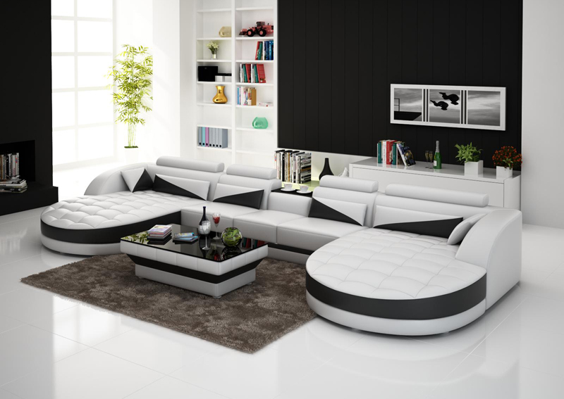 Leather sofa couch living landscape corner sofa corner set modern design sofa white USB