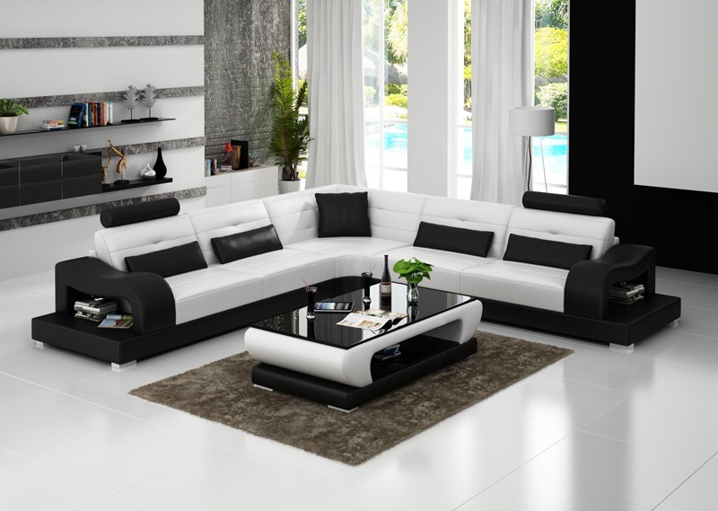 Leather sofa couch living area corner sofa corner set modern design sofa with USB