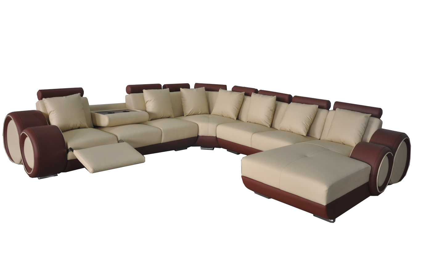 Leather sofa corner sofa living landscape couch upholstery seating corner set + USB