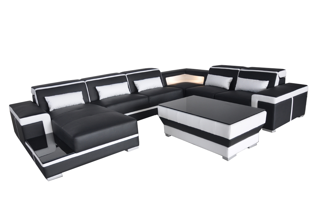 Leather sofa corner sofa living area couch corner set upholstered seating area + table + USB