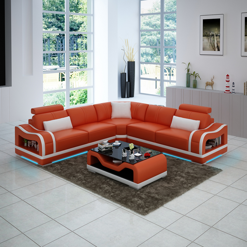 Leather sofa couch living landscape corner sofa corner set modern design sofa with USB